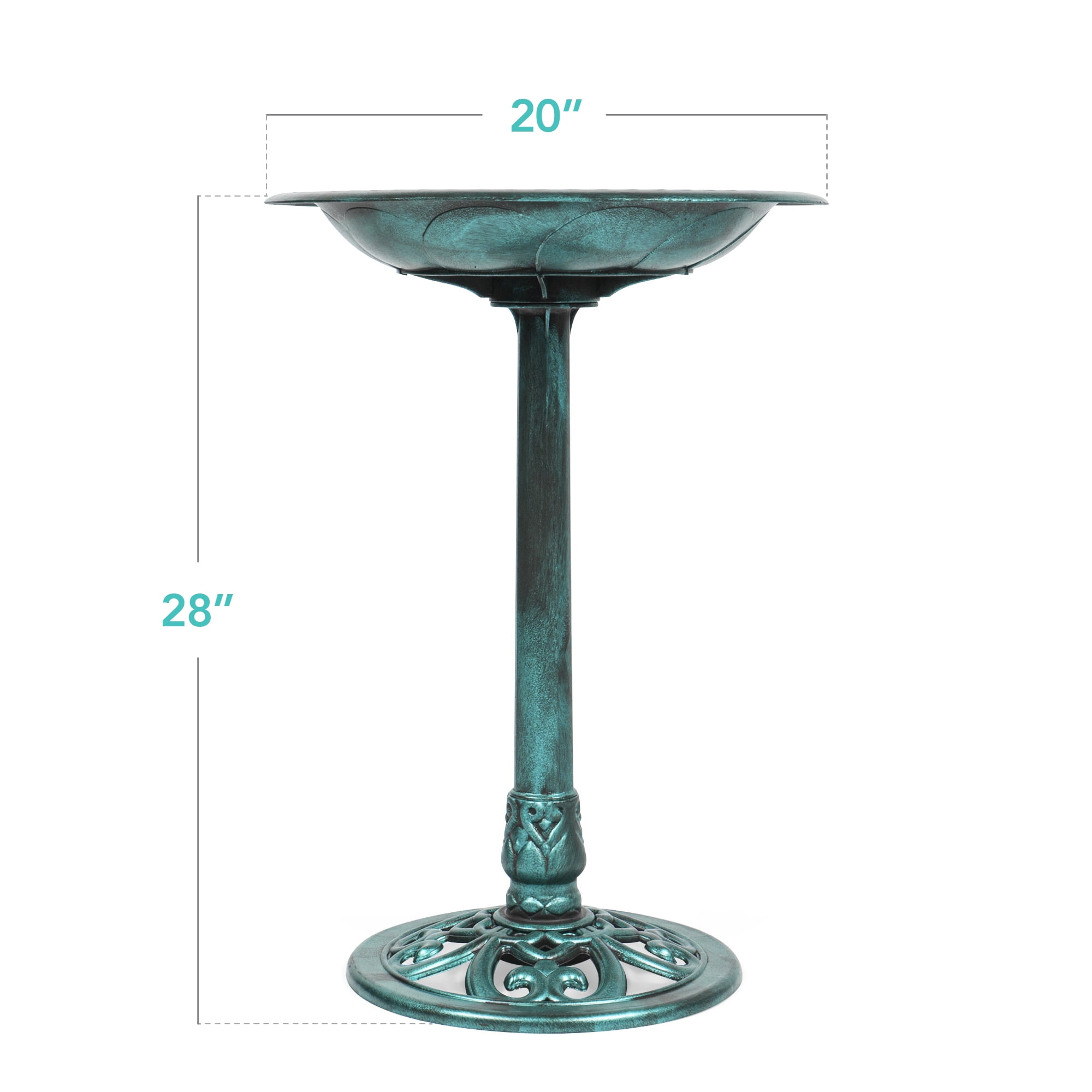 Best Choice Products Outdoor Rustic Pedestal Bird Bath Accent for Garden, Yard w/ Fleur-de-Lis Accents - Patina Green Best Choice Products Outdoor Rustic Pedestal Bird Bath Accent for Garden, Yard w/ Fleur-de-Lis Accents - Patina Green - Image 7