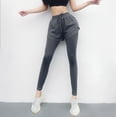thumbnail image 5 of Pantalones deportivos para mujer falsos 2 piezas de pantalones de yoga de alta elasticidad pantalones deportivos para correr pantalones de color sólido, 5 of 5