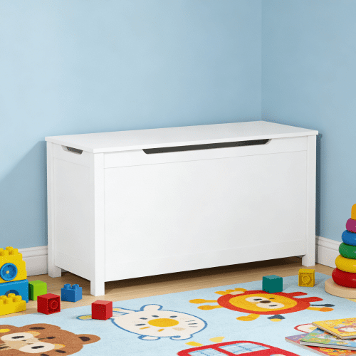 Toy Chest, Wooden Toy Storage Box with Safety-Hinged Lid, Kids Toys Storage Organizer for Playroom, Bedroom, & Montessori Classroom Furniture for Boys & Girls Ages 3+