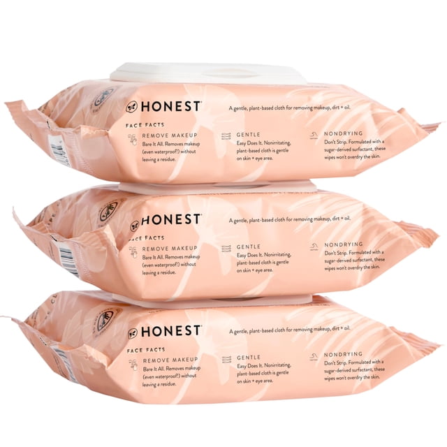 Toallitas desmaquillantes faciales Honest Beauty, 30 unidades, paquete de 3