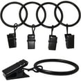 thumbnail image 5 of Black Metal Curtain Rings with Clips 40 Pack, Heavy Duty Drapery Hooks for 1 Inch Rods, Smooth Gliding Rustproof Curtain Clip Rings for Drapes Valances Sheer Panels, Interior Home Decor, 5 of 9