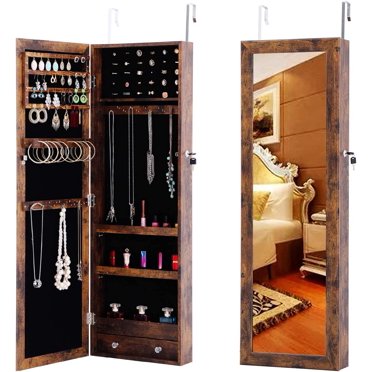 CHARMAID LED Mirror Jewelry Cabinet, 47.2'' Jewelry
