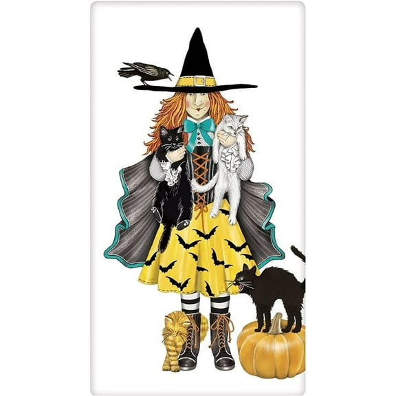 Mary Lake Thompson BT137 Flour Sack Towel Witch with Cats 30 Inches Square