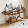 thumbnail image 2 of Wirrytor Long Console Table with Drawers for Living Room, Narrow Fluted Sofa Table with Open Storage Shelf, Couch Table Behind Sofa, Entryway table, Hallway Table ,Walnut, 2 of 7