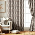 thumbnail image 2 of Vargottam Room Darkening Curtains - Lotus Bloom Pattern, Set of 2 Panels, 42" x 63" - Grommet-Top Blackout Window/Door Drapes for Bedroom, Nursery & Living Room - Beige, 2 of 9