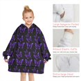 thumbnail image 6 of Purple Butterfly Pattern Blanket Hoodies for Kids 6-13YR Oversize Wearable Blanket Hoodies for Boys Girls Teens, 6 of 7
