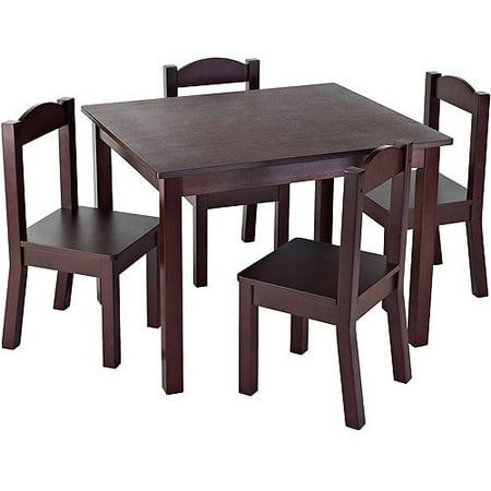 Wood Table & 4 Chairs - Espresso - Tot Tutors, Adult Unisex, Brown