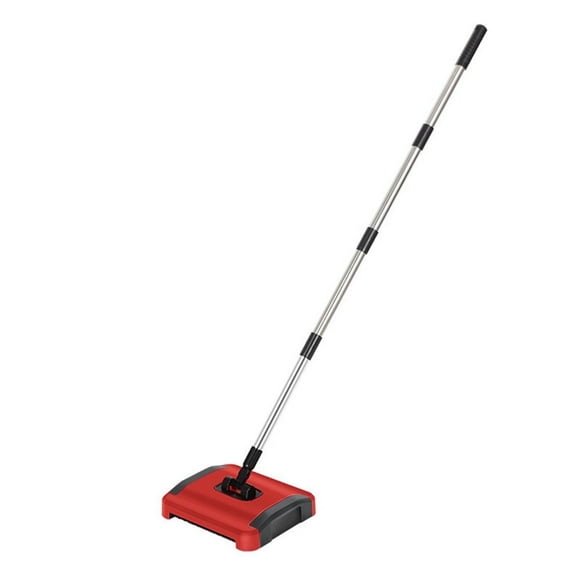 HLONK Carpet Sweeper Handheld Cordless Sweeper with 180° Adjustable Handle Pet Hair & Debris Removal Sweeper Red