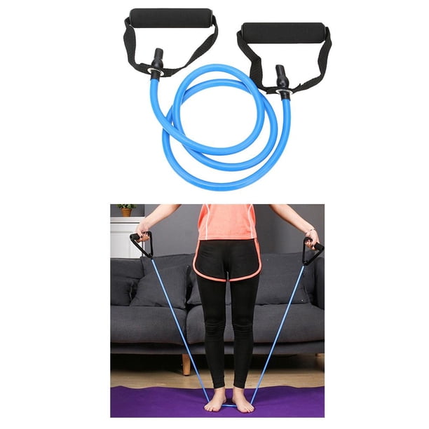 Tubo de banda resistente a la cuerda de yoga con 15 de resistencia unido con asas de espuma para entrenamiento físico en casa Azul Soledad Cuerda de yoga