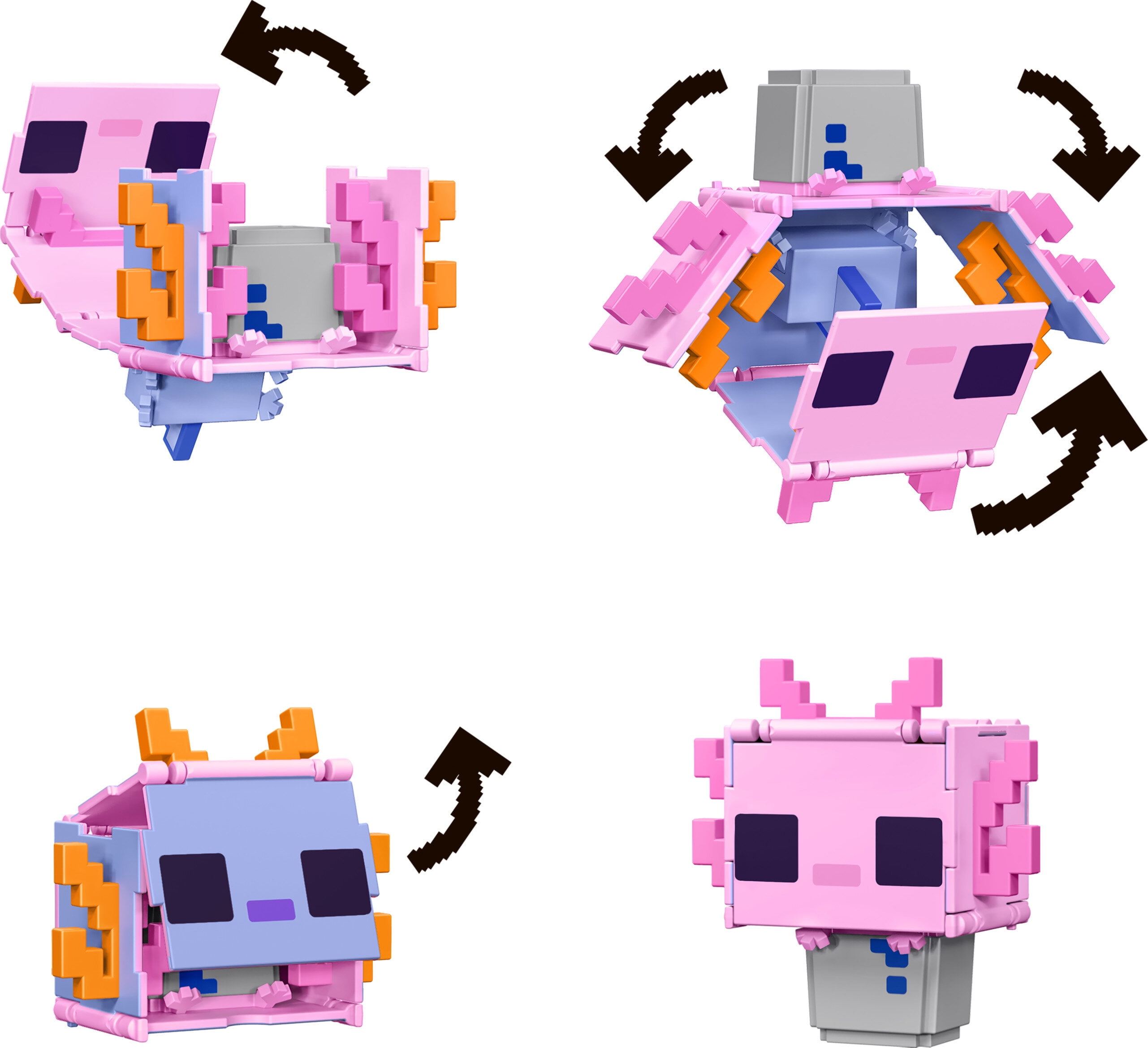 Minecraft Flippin’ Figs Alex & Axolotl Figures 2Pack, 2in1 Fidget Play & Pixelated Design  (图5)