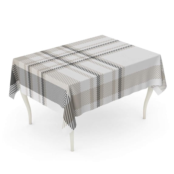 LADDKE Beige Plaid Printing Pattern Patten in Dark Gray Light Taupe and White Brown Check Grey Tablecloth Table Desk Cover Home Party Decor 60x104 inch