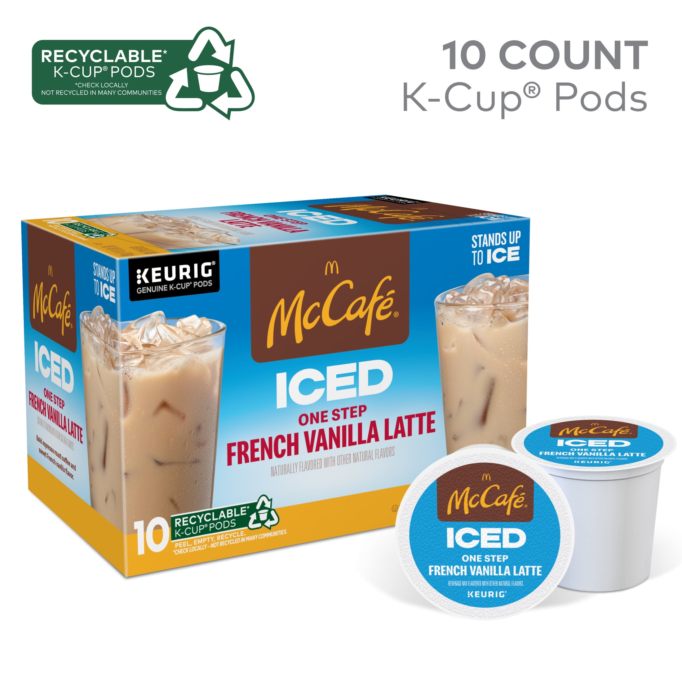 McCafe, ICED One Step French Vanilla Latte K-Cup Coffee Pods, 10 Count
