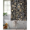 thumbnail image 2 of Split Shower Curtain for Transfer Bench, Black Floral Fabric Shower Curtains for Bathroom, Boho Botanical Vintage Paisley Flower Tub Sliding Transfer Bench Waterproof Bath Curtains 72"x96", 2 of 9