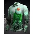 thumbnail image 3 of Camisa cómoda de manga larga con estampado de Papá Noel para uso diario, para salir, otoño e invierno, informal, para hombre, 3 of 5