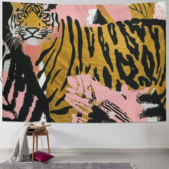 Autua Tiger Print Tapestry Wall Hanging Unique Style Graphic Tapestries Home Wall Decor Art for Living Room Bedroom 4 Sizes 40x30inch