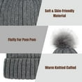 thumbnail image 4 of Muryobao 2 Pcs Womens Winter Knitted Beanie Hat Touch Screen Gloves Set Warm Knit Cuffed Skull Cap with Faux Fur Pom Dark Grey Set, 4 of 7