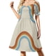 thumbnail image 1 of Vestido de noche de mujer de manga corta con rayas estilo retro de los años 70, vestido de verano 2025, 1 of 7