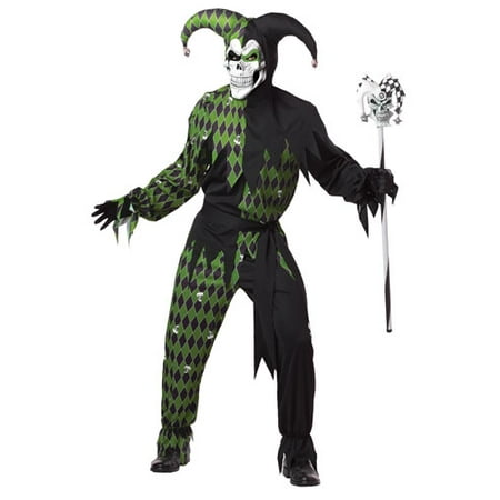 Adult Green And Black Evil Jester Mens Costume