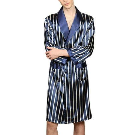 

Men s Imitation Silk Bathrobe Long Bathrobe