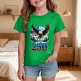 thumbnail image 2 of mgoYE Girls Boys American Flag Shirt 4th of July T-Shirt Patriotic Short Sleeve Tee USA Flag Stripe Star Summer Blouse Tops 250th Anniversary Gifts USA T-Shirt(Green,3-4 Years), 2 of 5