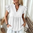 thumbnail image 2 of Msgweeeg Blouses Women Short Sleeve V Neck Womens Business Casual Tops Solid Color Loose Fit Summer Trendy Tshirts for Women for Work and Office, 2 of 7