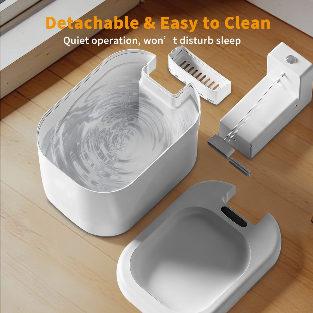 ZephyPaws Small Sugar Pet Water Dispenser,2000ML Smart Sensing Water Fountain for Cats and Dogs,Multi-Layer Filtration System,2500mAh Long Range Lithium Battery,Automatic USB Rechargeable,White