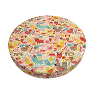 Easygdp Colorful Chicken Print Easy To Install Bar Stool Covers&Stool Covers Round&Elastic Stool Cover, Barstool Covers,Washable&Bottom With Elastic Edge-12 inch