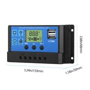 30A Solar Charge Controller, TSV Solar Panel Controller 12V/24V PWM Auto Parameter, Adjustable LCD Display Solar Panel Battery Regulator with Dual USB, Renewable Energy Controllers
