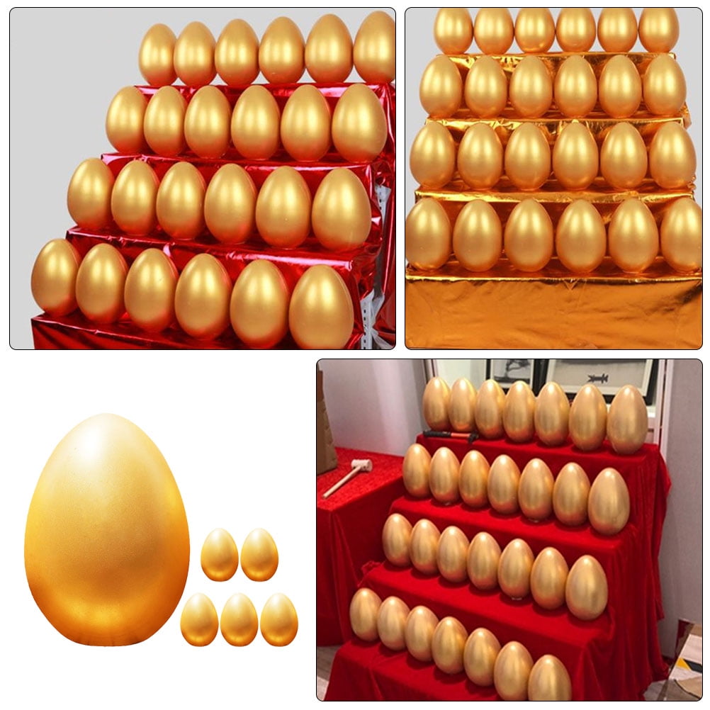 OUNONA 6Pcs Empty Golden Eggs Wedding Party Lottery Egg Multi-functional Golden Easter Egg