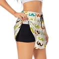 thumbnail image 2 of Haiem Colorful Mustache Women's 2 in 1 Running Shorts - Lightweight Athletic Workout Gym Yoga Breathable Sports Shorts Liner with Phone Pockets-Medium, 2 of 9