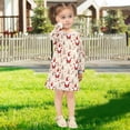 thumbnail image 5 of Girls' long-sleeved dress Christmas Tree Gnome Reindeer Girls' A-line dress with ribbed cuffs Soft and comfortable, 5 of 6