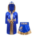 thumbnail image 3 of Raenseen Boys Boxing Outfits Metallic Satin Robe with Shorts Boxer Party Royal Blue&Gold 16, 3 of 6
