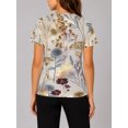 thumbnail image 2 of Women's All-Over Print Tee Shirts Short Sleeve Casual Vintage Dried Wildflower Graphic Crewneck Summer Tops, 2 of 6