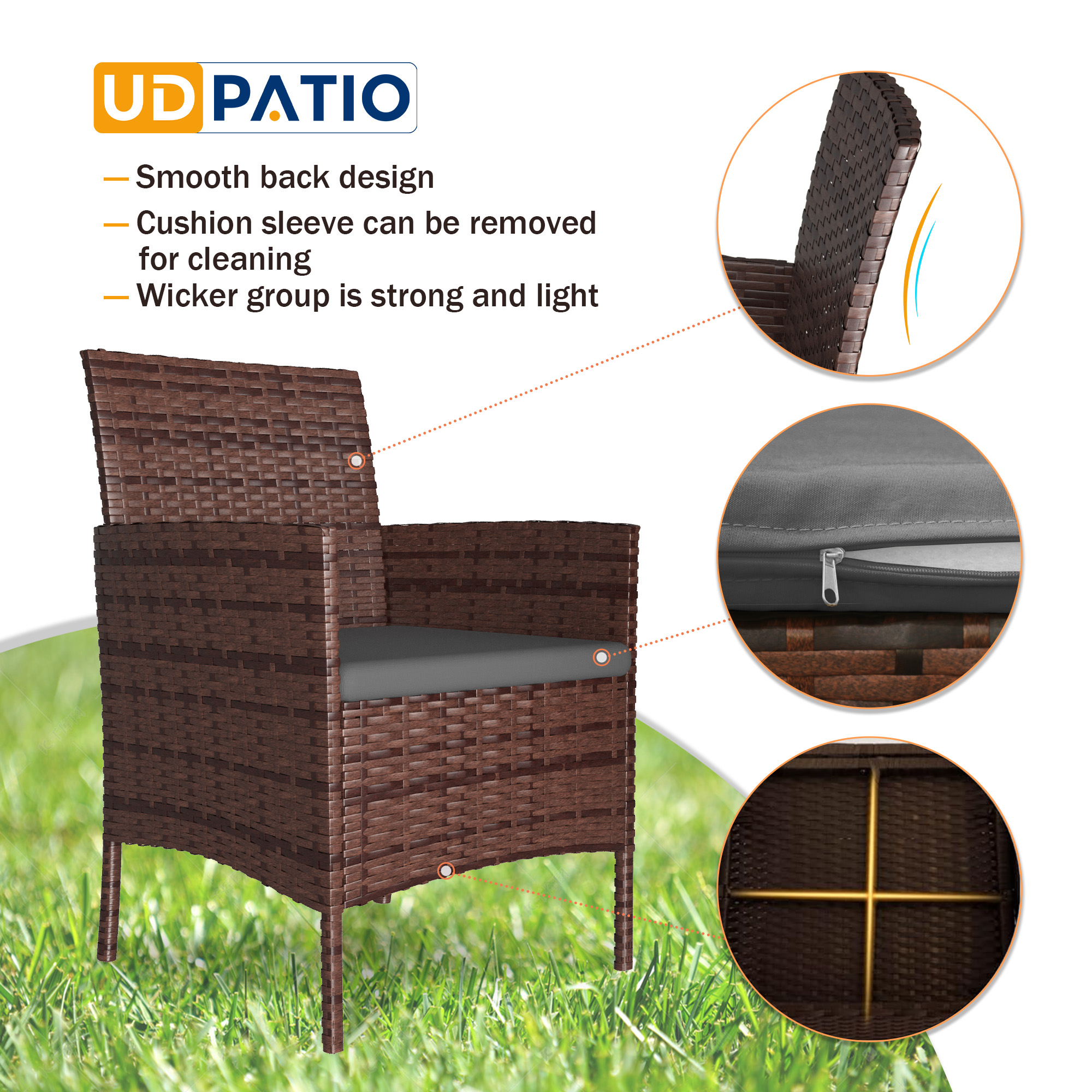 MRUAKA Patio Furniture Set 4 Pieces Porch Furniture Outdoor Modular Wicker Patio Sectional Conversation Furniture Set for Backyard,Porch,Garden,Poolside and Balcony(Grey)
