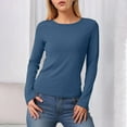 thumbnail image 2 of idosla Women's Boat Neck Tops Long Sleeve Shirts Casual Fitted Tee Shirts Solid Color Fall Basic Clothes (Navy, XL), 2 of 6