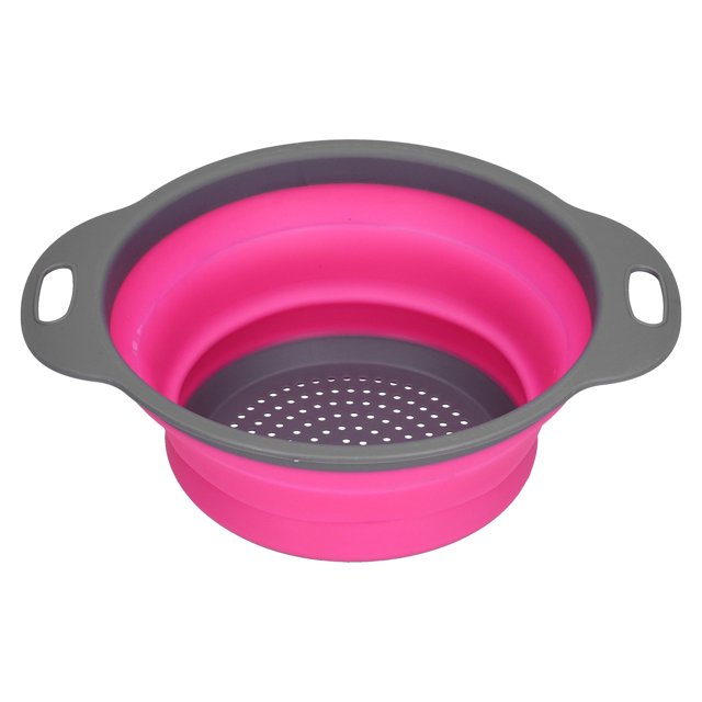 Passoire à Fruits, Résistant à l'Abrasion Rétractable Panier de Lavage Résistant à la Chaleur Économiser de l'Espace avec Poignée pour la Cuisine pour le Restaurant Rose Rouge Petit