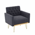 thumbnail image 1 of Sillón de terciopelo Sofá único Sillas de lectura laterales tapiceadas modernas con brazo y pierna de metal de oro para sala de estar dormitorio, 1 of 5