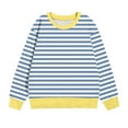 thumbnail image 4 of Fesfesfes Kids Striped Print Drop Shoulder Long Sleeve Crewneck Sweatshirt Casual Comfortable Pullover Top for Boys Girls Everyday Wear Soft Breathable Fabric(Blue,3-4 Years), 4 of 7