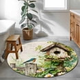 thumbnail image 3 of Small Round Rug 3Ft Washable Non-Slip, Spring Floral Circle Area Rugs for Living Room Bedroom, Birds Cabin Daisy Watercolor Botanical Indoor Floor Mats Carpet Runner for Home Decor, 3 of 8