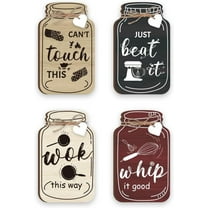 4 Pcs Kitchen Wall Decor Mason Jar Set, Whip It Good Kitchen Wooden Hanging Signs Just Beat It Kitchen Home Art Decor for Dining Room Kitchen Wall Decor 3.5x5.9inch(9x15cm)