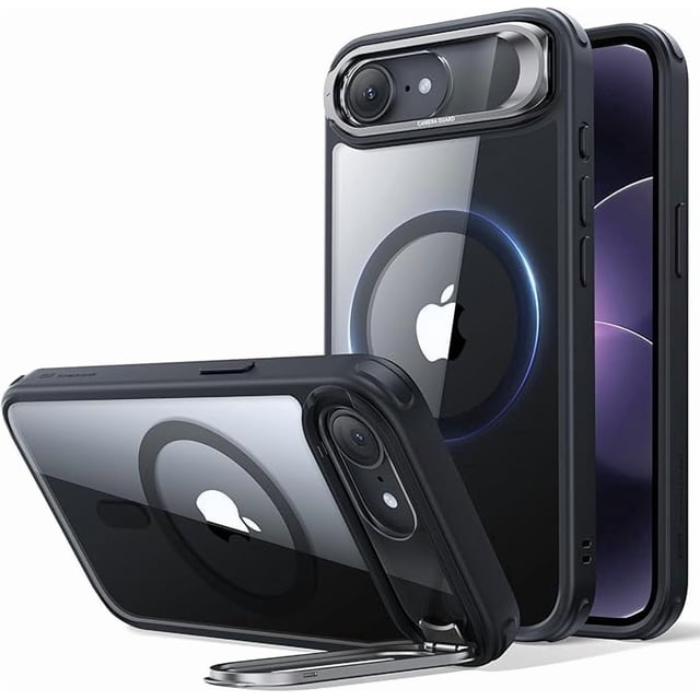Funda Magnética Negra Transparente con Soporte para Almacenamiento para iPhone 17e / 16e
