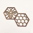 thumbnail image 3 of 5pcs Wood For Drinks Absorbent CoFFee Honeycomb Design Beer Round Heat Insulation Cup Mats For Home Kitchen, 3 of 8