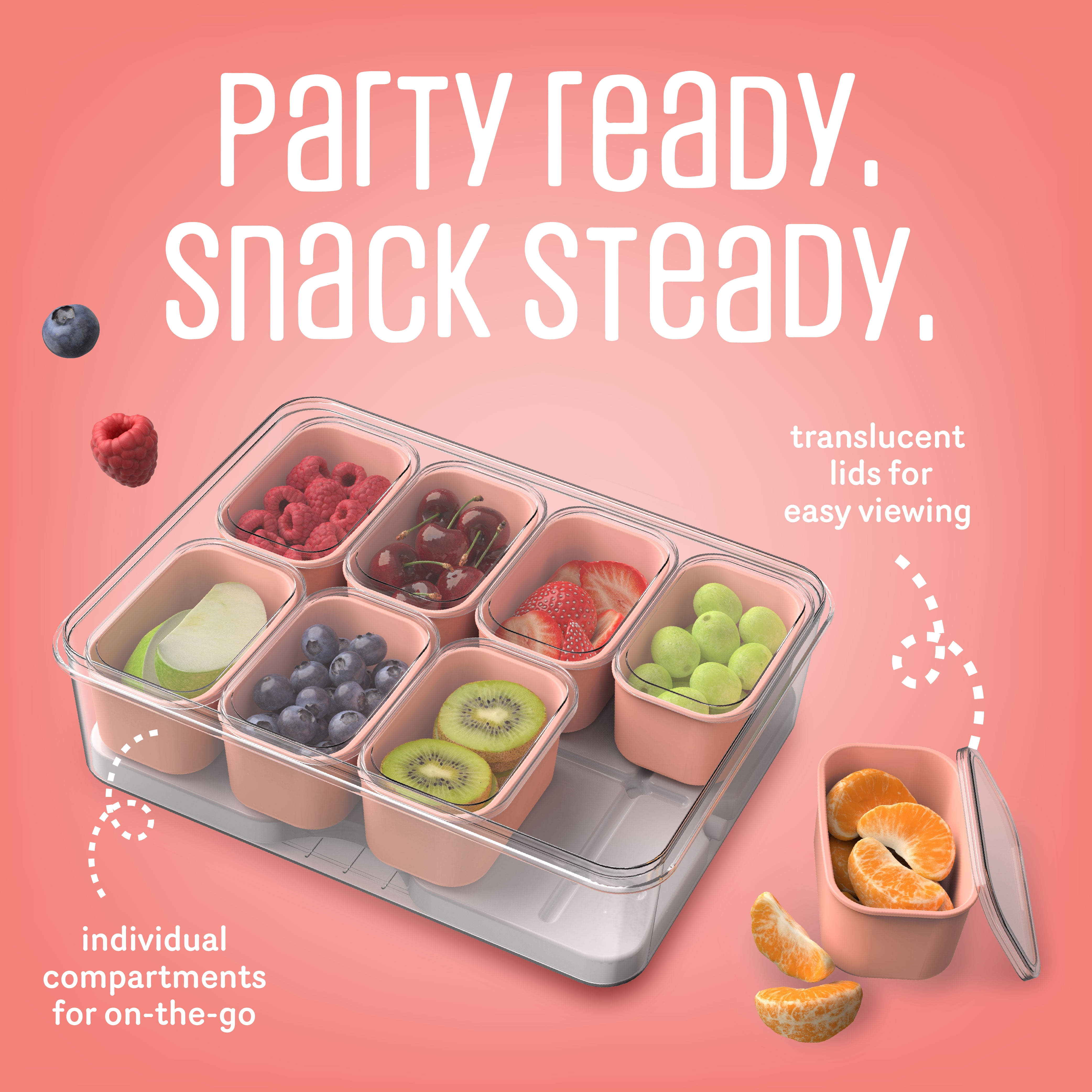 COOK WITH COLOR Snack Container with Ice Pack, Food Storage Containers, Meal Prep Containers, Coral