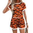thumbnail image 3 of DORKASM Matching Halloween Pjs Sets for Woman Short Sleeve Sleepwear Pjs Shorts Set Saffron XL, 3 of 4