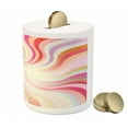 thumbnail image 3 of Pastel Piggy Bank, Abstract Sunburst Design Wavy Lines Sixties Seventies Style Psychedelic Retro Rays, Ceramic Coin Bank Money Box for Cash Saving, 3.6" X 3.2", Multicolor, by Ambesonne, 3 of 4