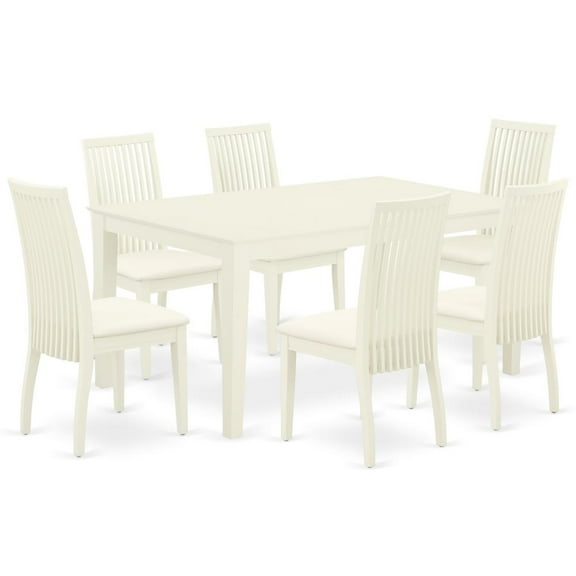 East West Furniture Dining Room Set Linen White, CAIP7-LWH-C