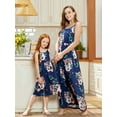 thumbnail image 5 of PatPat Women Dress Mommy and Me Dresses Family Matching Outfits Dark Blue Women Maxi Dress Floral Hawaiian Vacation Sling Sundresses for Women, 5 of 12
