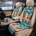 thumbnail image 2 of COEQINE Quilted Car Seat Cover for Two Front Seats, Durable Bucket Seat Protector Soft Dog Seat Cover, Set of 2, Universal Fit for Most Vehicles, Aztec Running Horse Teal, 2 of 7