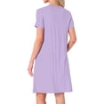 thumbnail image 3 of INSPIRE CHIC Camisón de Noche para Mujeres, Ropa de Dormir, Vestido de Lounge, Cuello en V, Manga Corta, Camisones XL Color Púrpura Pálido, 3 of 5