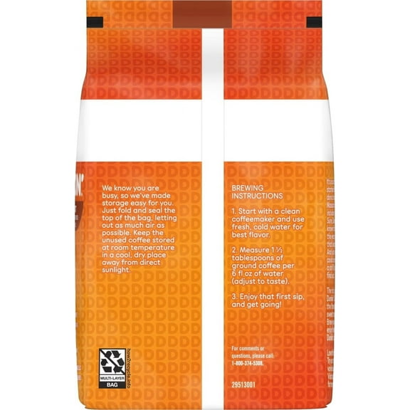 Dunkin Hazelnut Flavored Ground Coffee - 18 ounces - Pack of 2